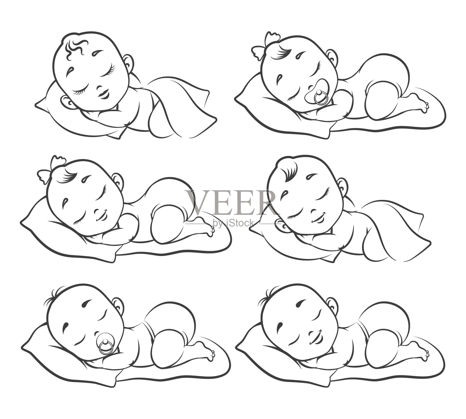 新生婴儿素描插画图片素材