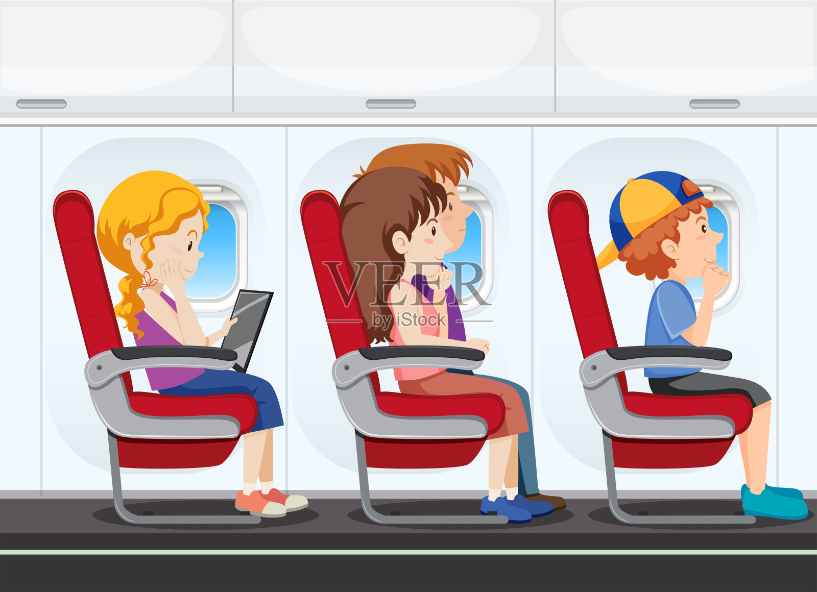 飞机乘客插画图片素材