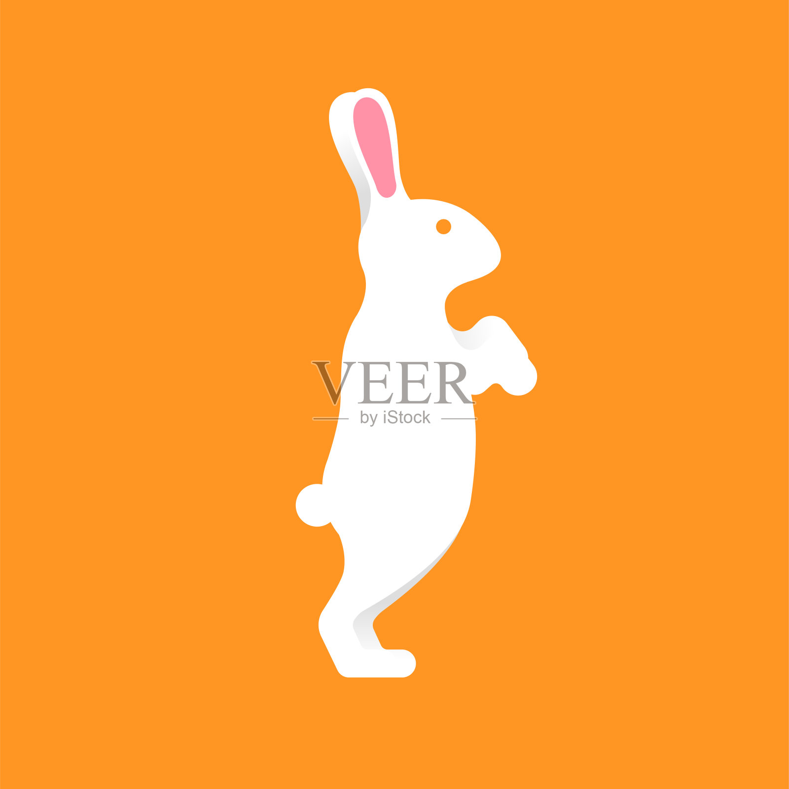 兔子站在脚尖和夹爪的轮廓在平面风格的图标设计元素图片