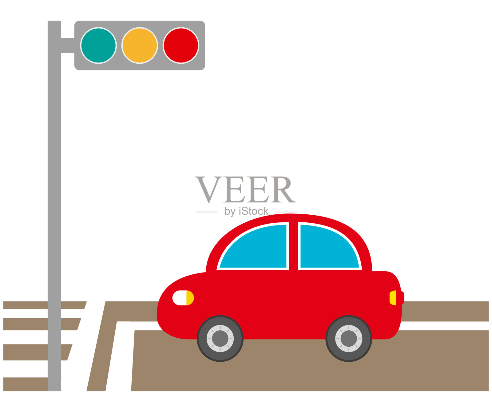 向量汽车图标。红绿灯图标。设计元素图片