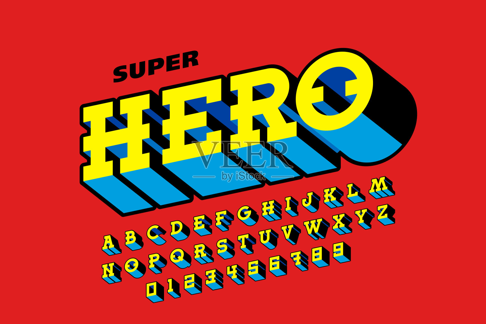 漫画书字体，超级英雄字母插画图片素材