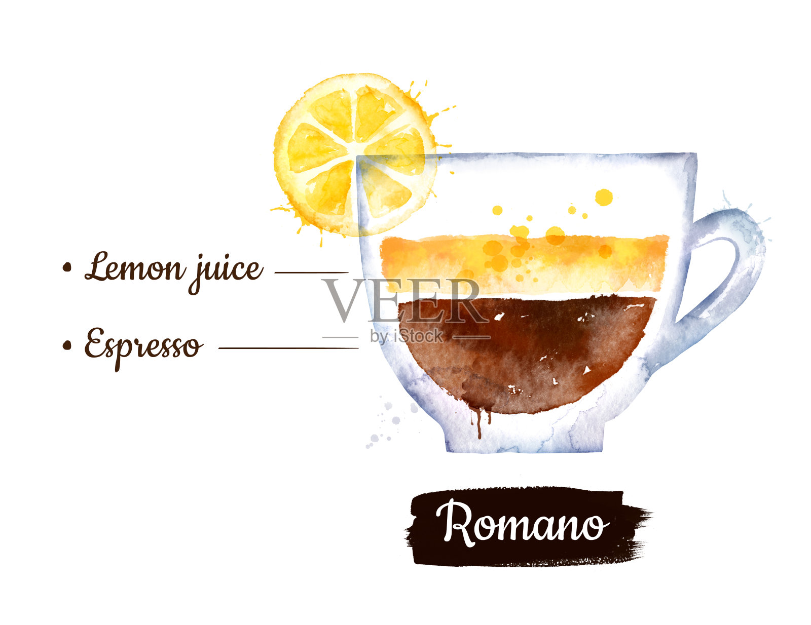 罗马诺咖啡的水彩侧视图插图插画图片素材