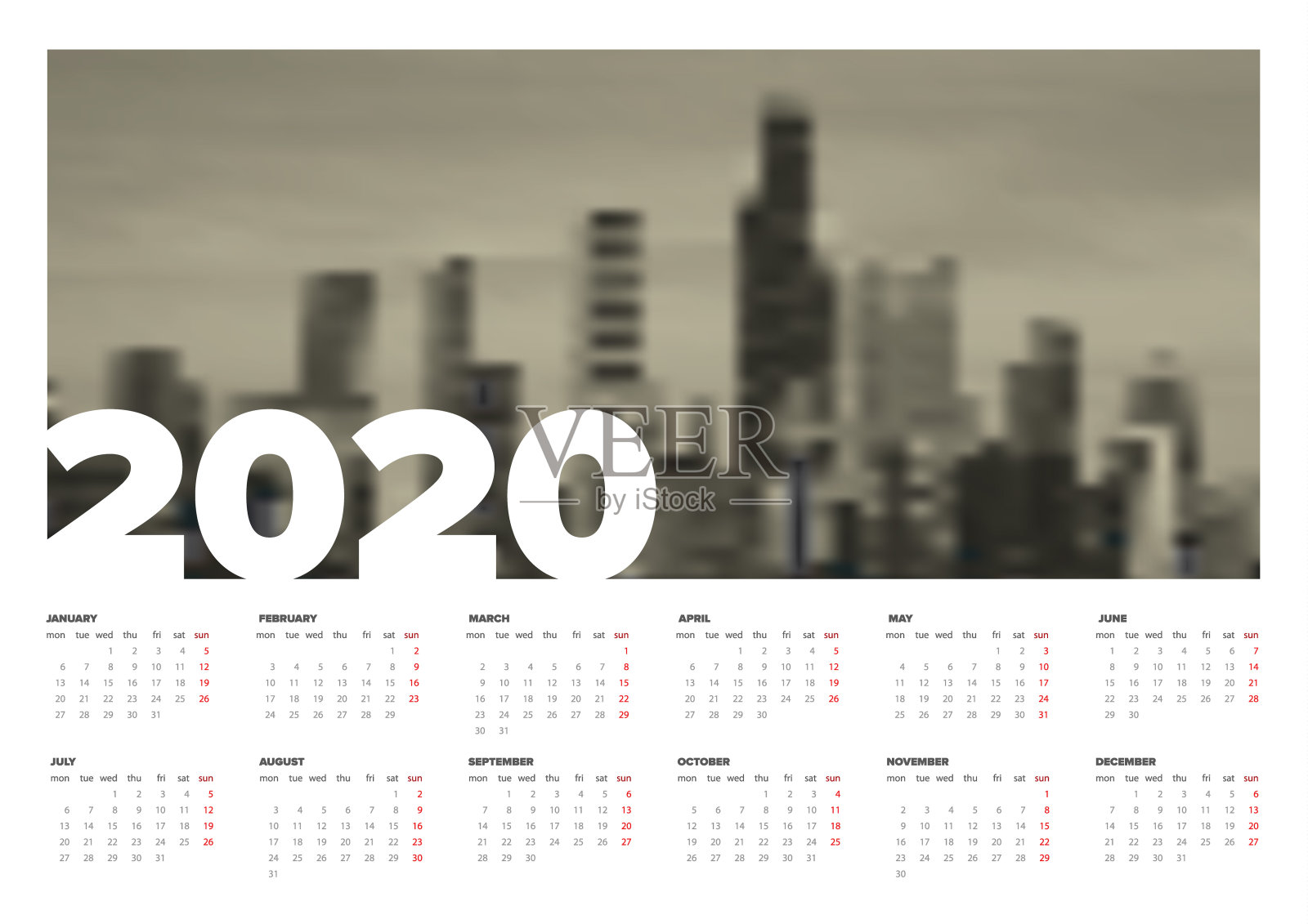 2020年日历-模板-照片设计模板素材
