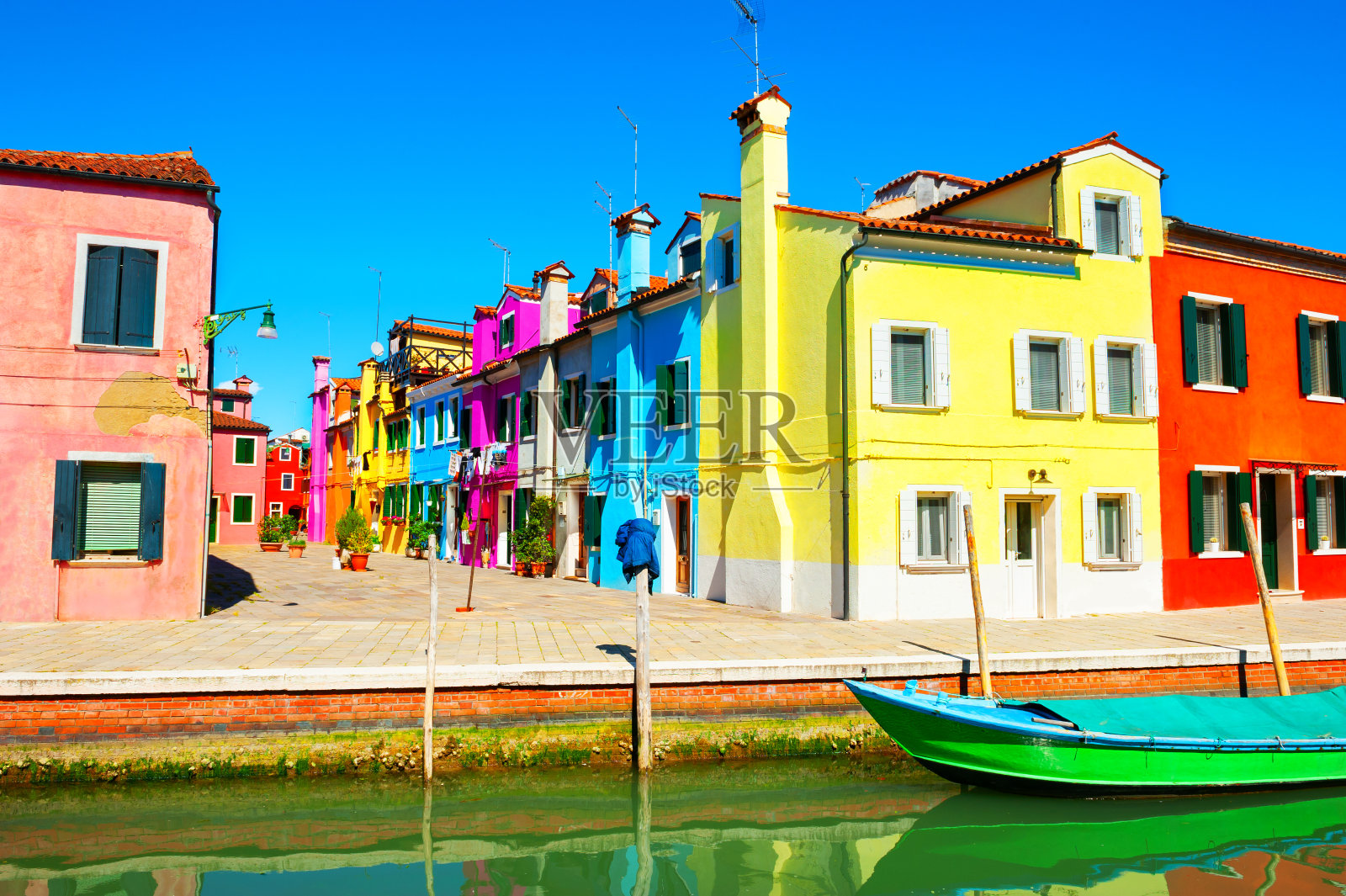 意大利威尼斯布拉诺五颜六色的房子照片摄影图片