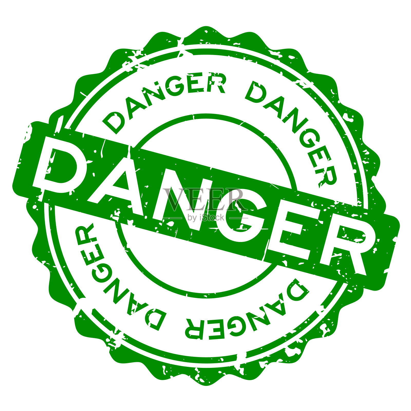 垃圾绿色危险字圆形橡胶印章印章在白色背景设计元素图片