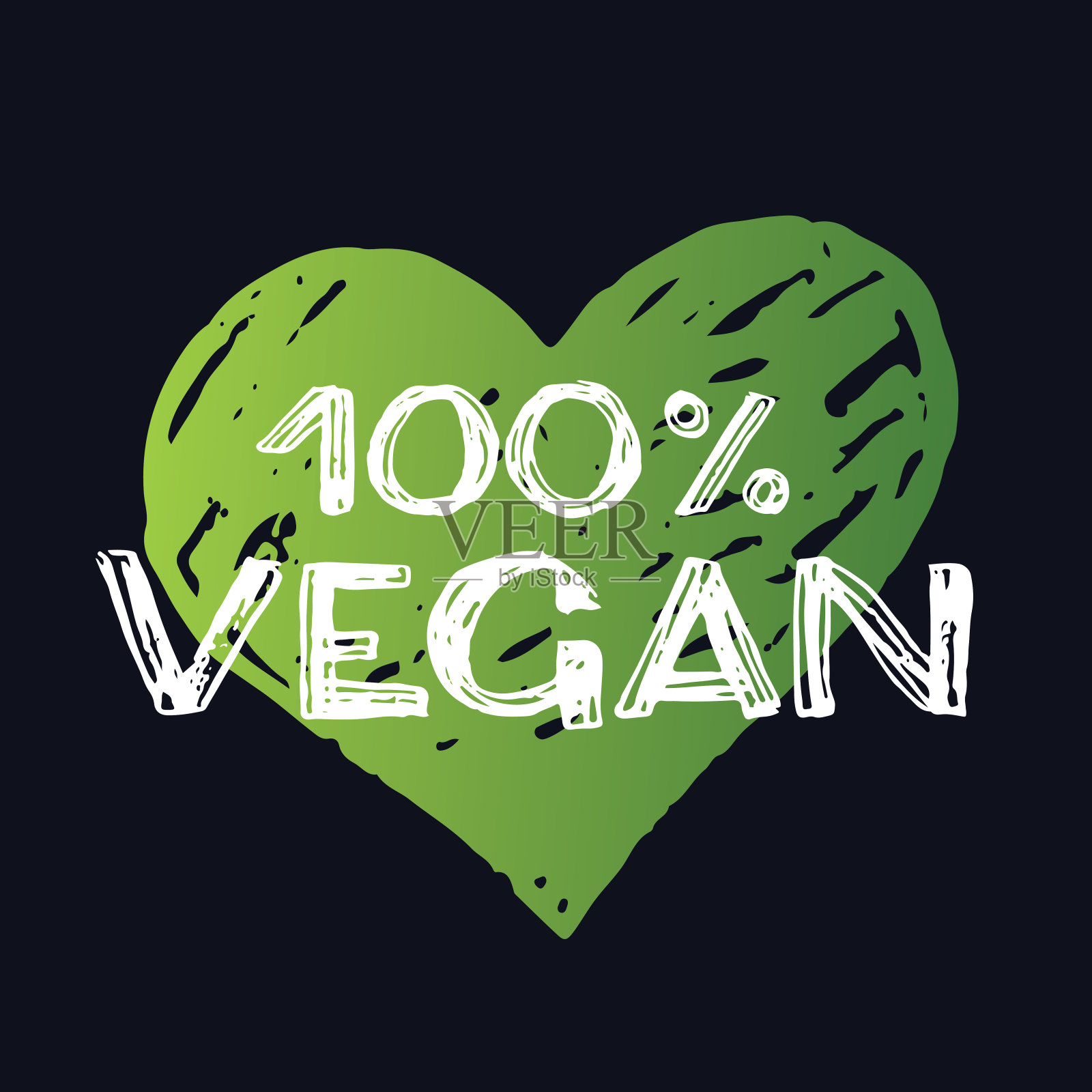 手绘涂鸦绿色生态生物- 100%素食主义者插画图片素材