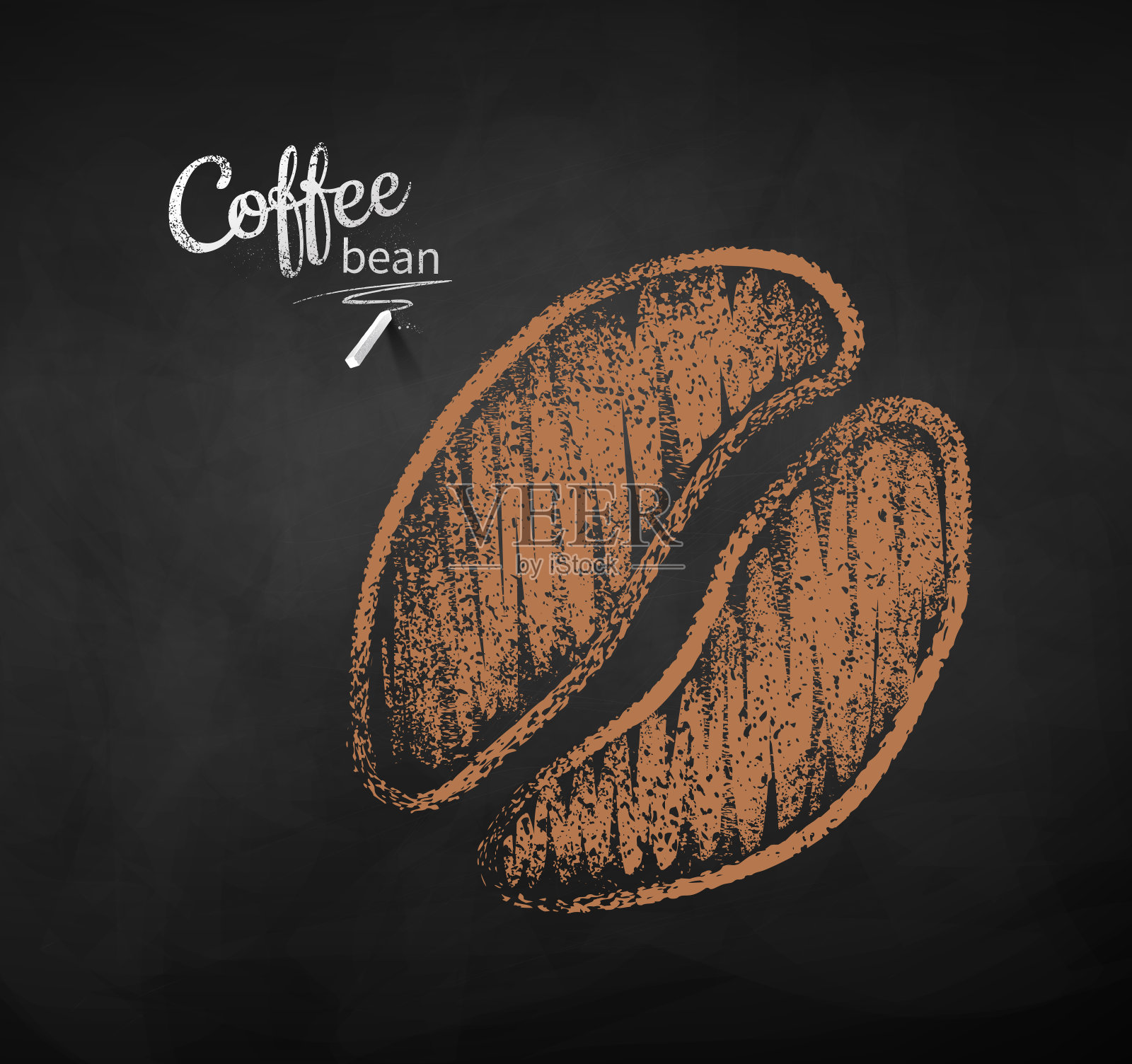 矢量粉笔画了一颗咖啡豆的草图插画图片素材