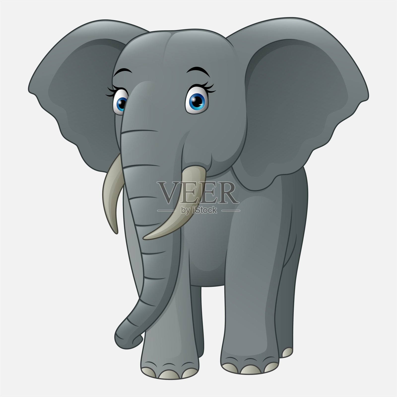 可爱的小象孤立在白色的背景上设计元素图片