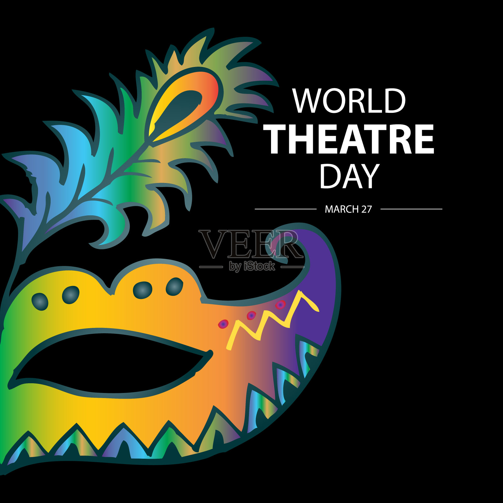 世界戏剧日的概念。3月27日插画图片素材