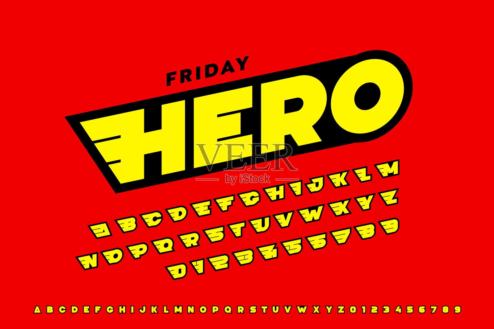 漫画超级英雄风格字体插画图片素材