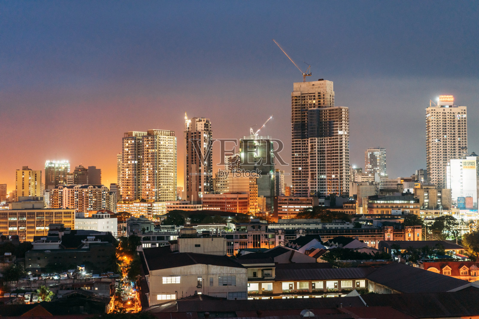 马尼拉夜景，菲律宾照片摄影图片