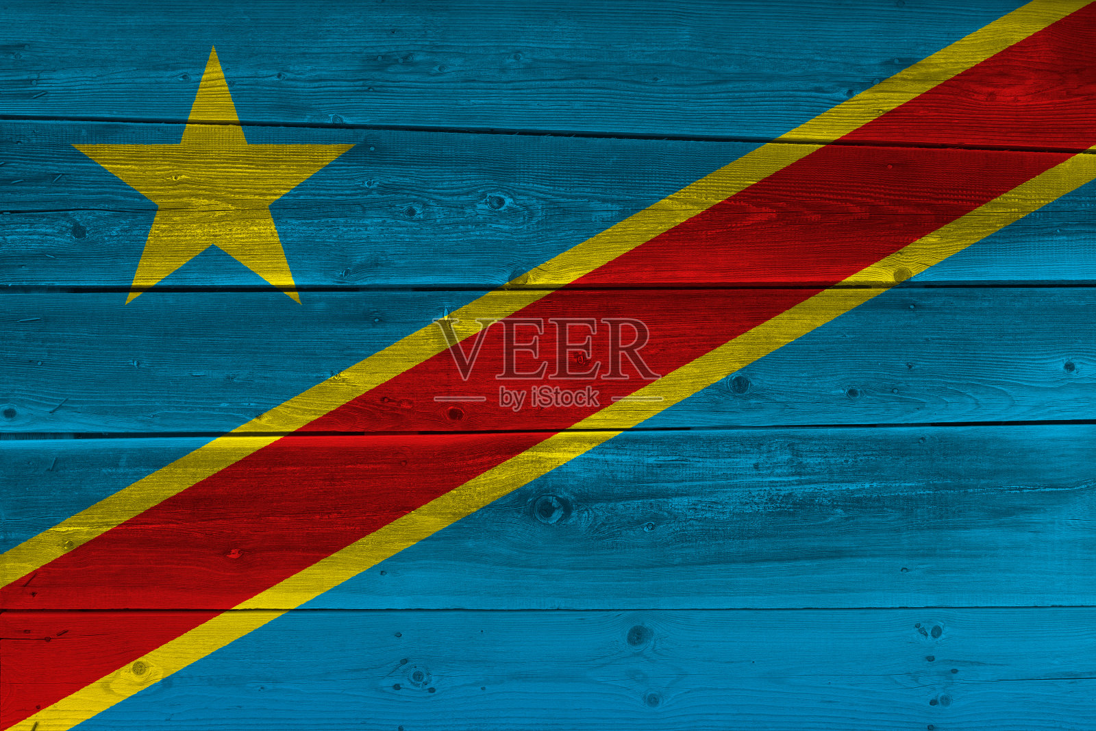 刚果民主共和国的国旗画在旧木板上照片摄影图片