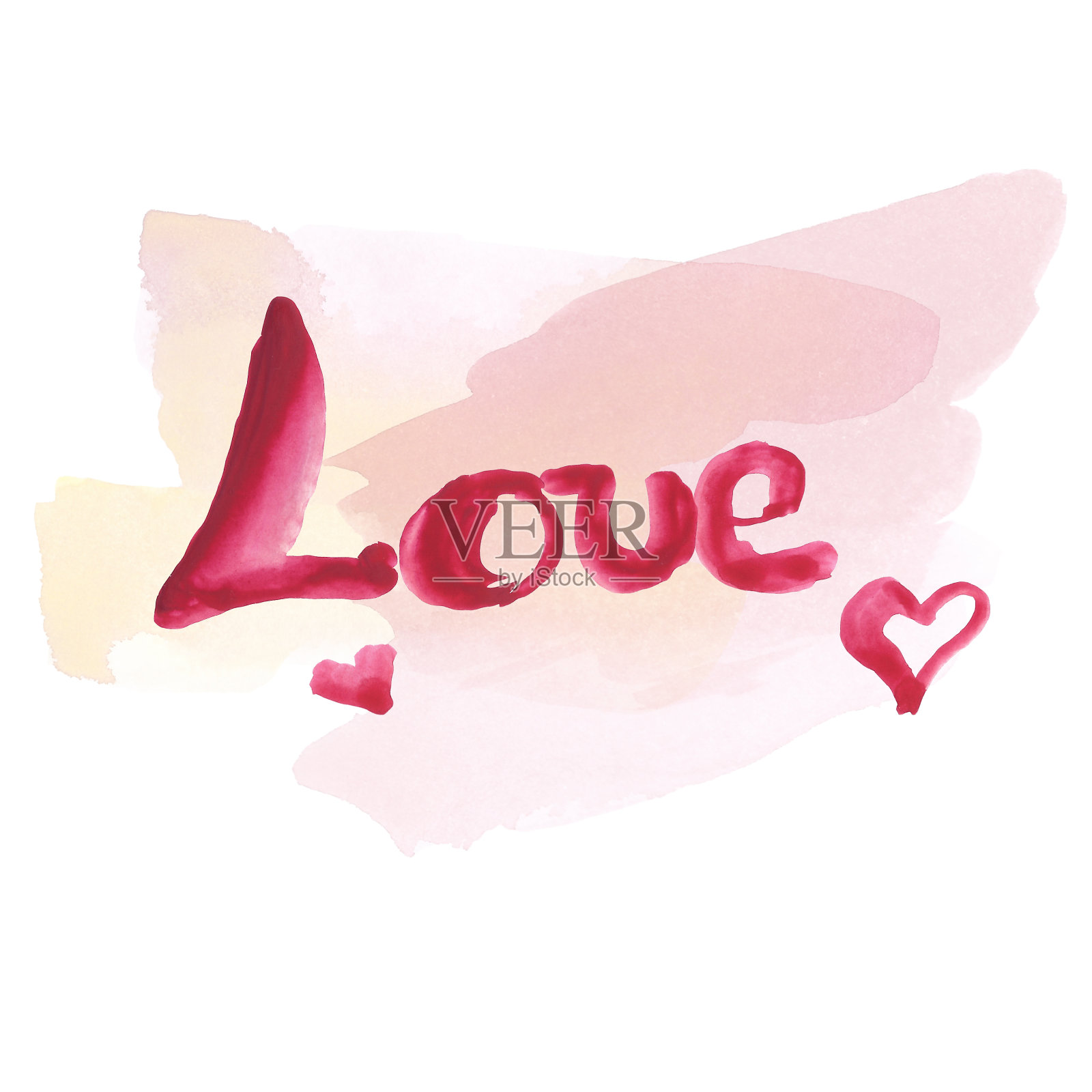 粉色水彩题词“爱”插画图片素材