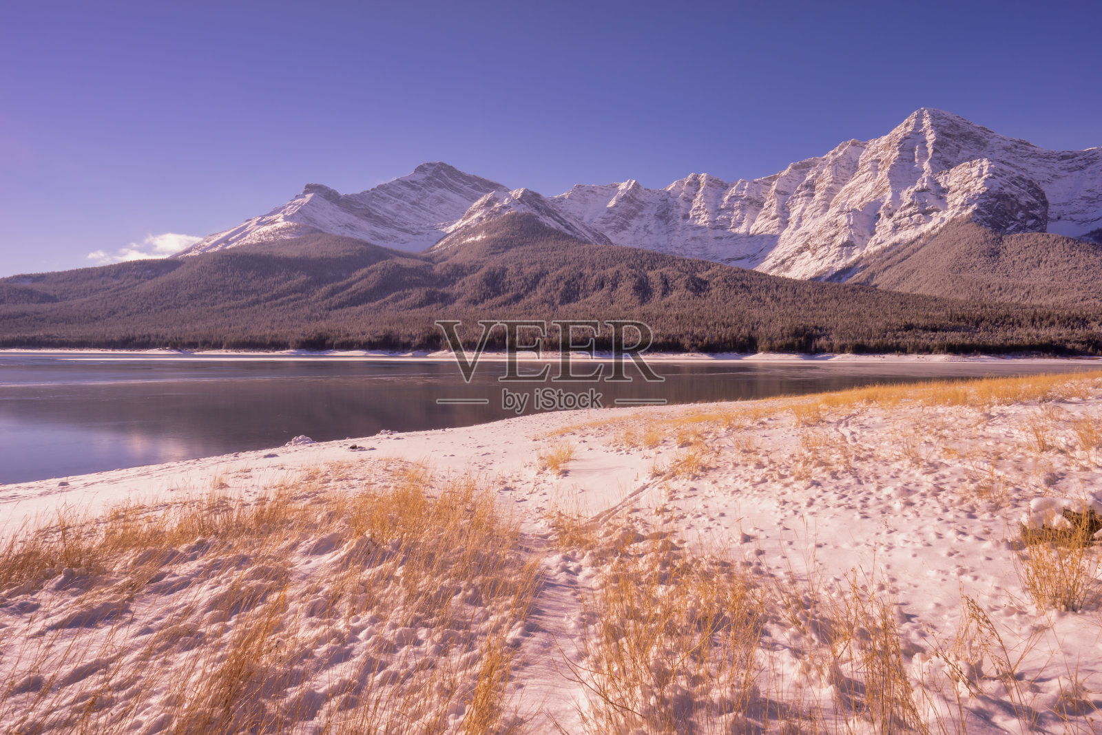 落基山脉的金色浪花湖景观照片摄影图片