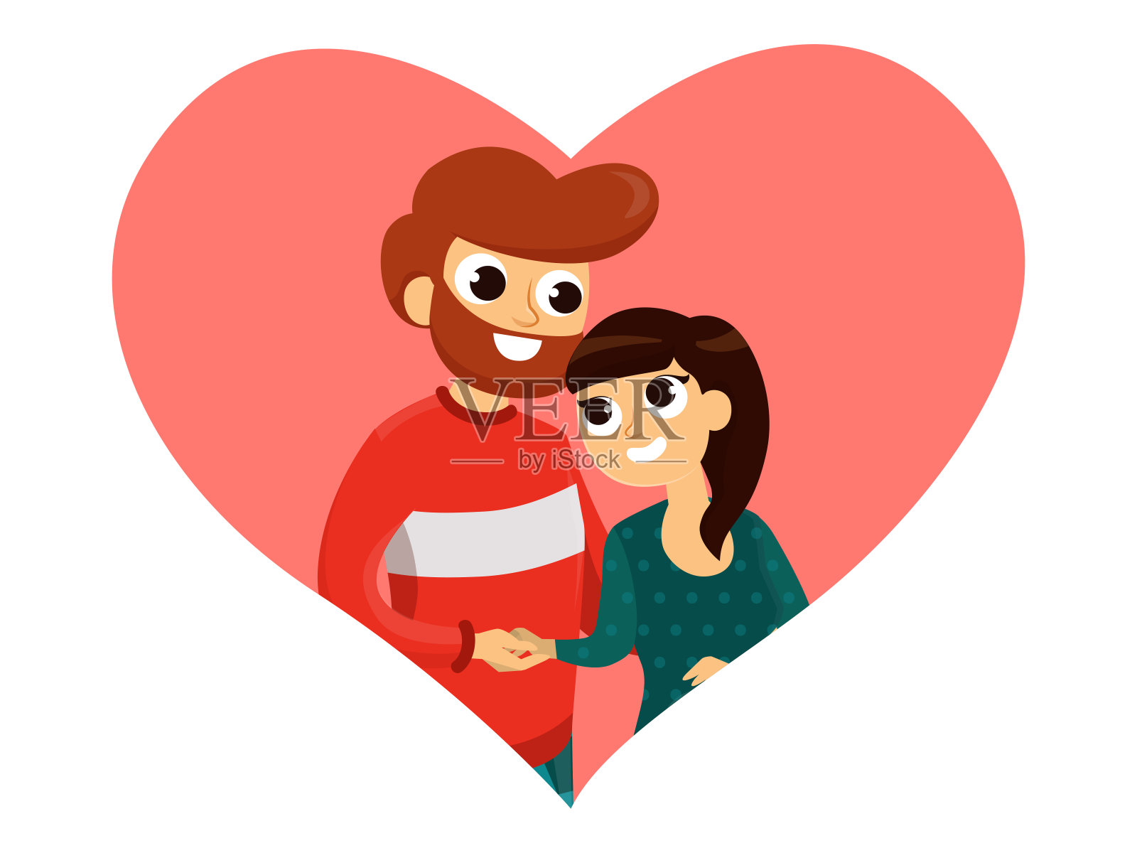 幸福可爱的情侣平面海报插画图片素材