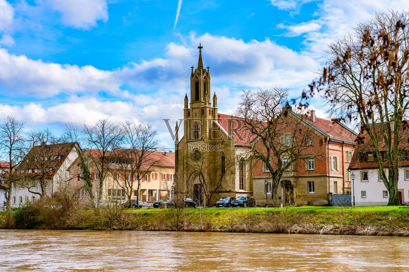 内卡尔河畔罗滕堡的福音教堂照片摄影图片