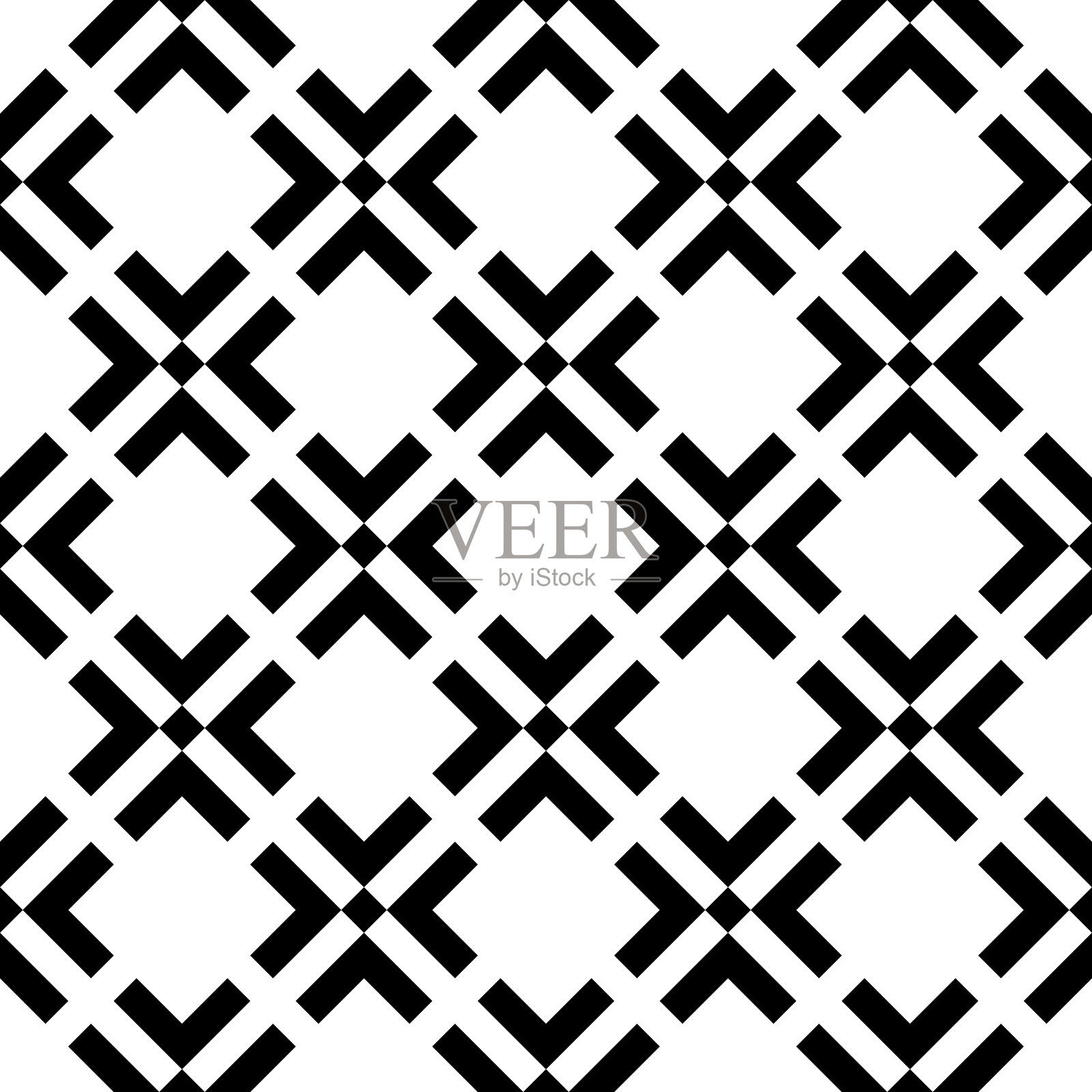 抽象无缝图案背景。迷宫的黑色几何设计元素孤立在白色背景。矢量图插画图片素材