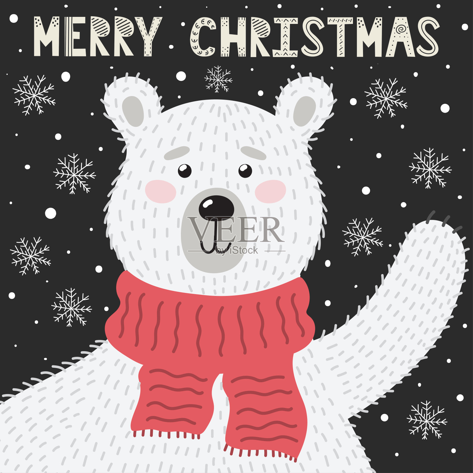可爱的小熊圣诞贺卡插画图片素材