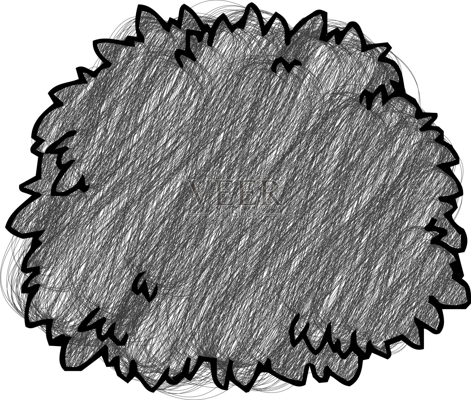单色铅笔风格草的草图设计元素图片