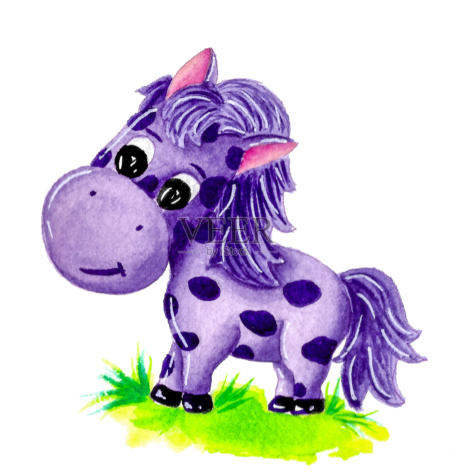 紫色的马插画图片素材