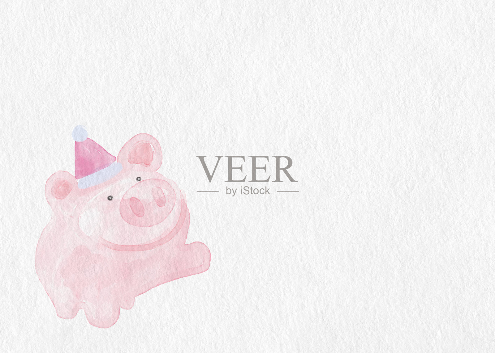 有趣的猪。可爱的水彩插图，戴着粉色帽子的小猪，新年快乐横幅，生日快乐卡片。黄道十二宫插画图片素材