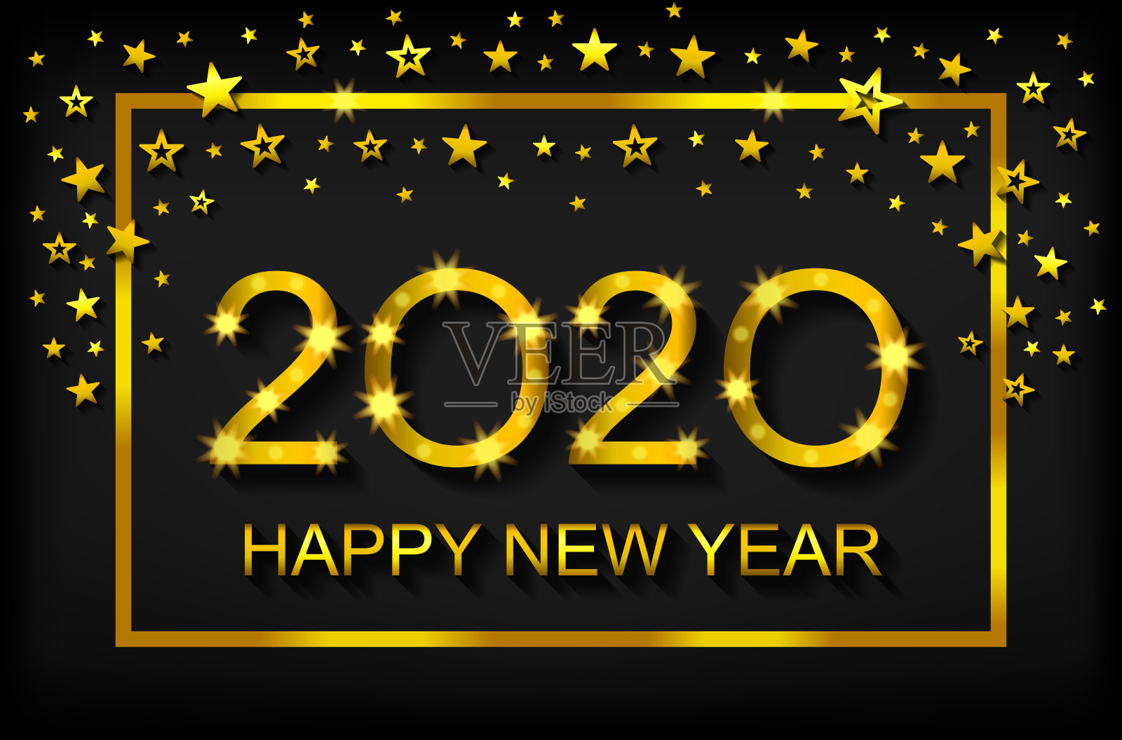 2020年新年快乐-贺卡，传单，邀请-矢量插画图片素材