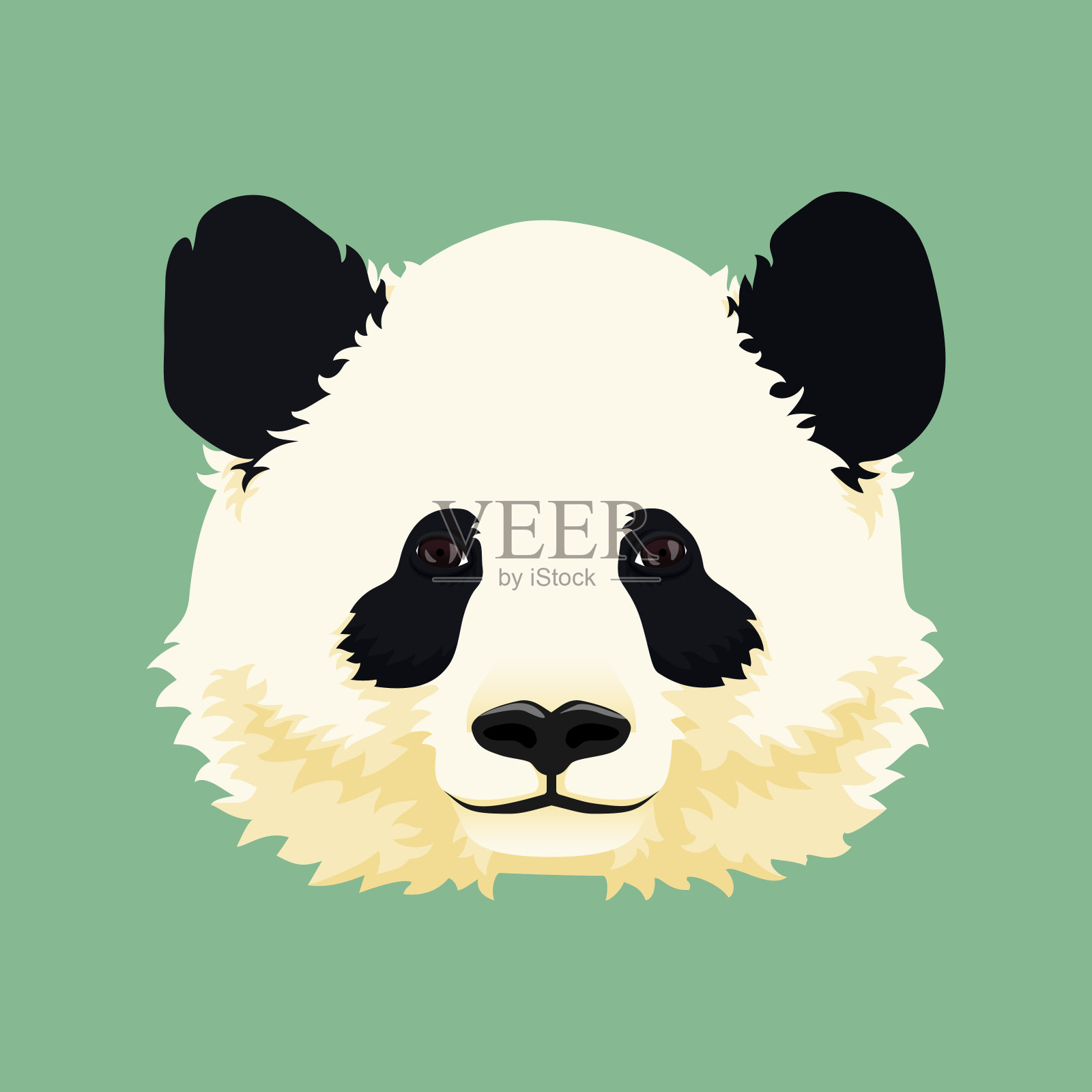 卡通矢量插图。可爱的大熊猫脸。黑白亚洲熊。印刷、面具、海报设计。设计元素图片
