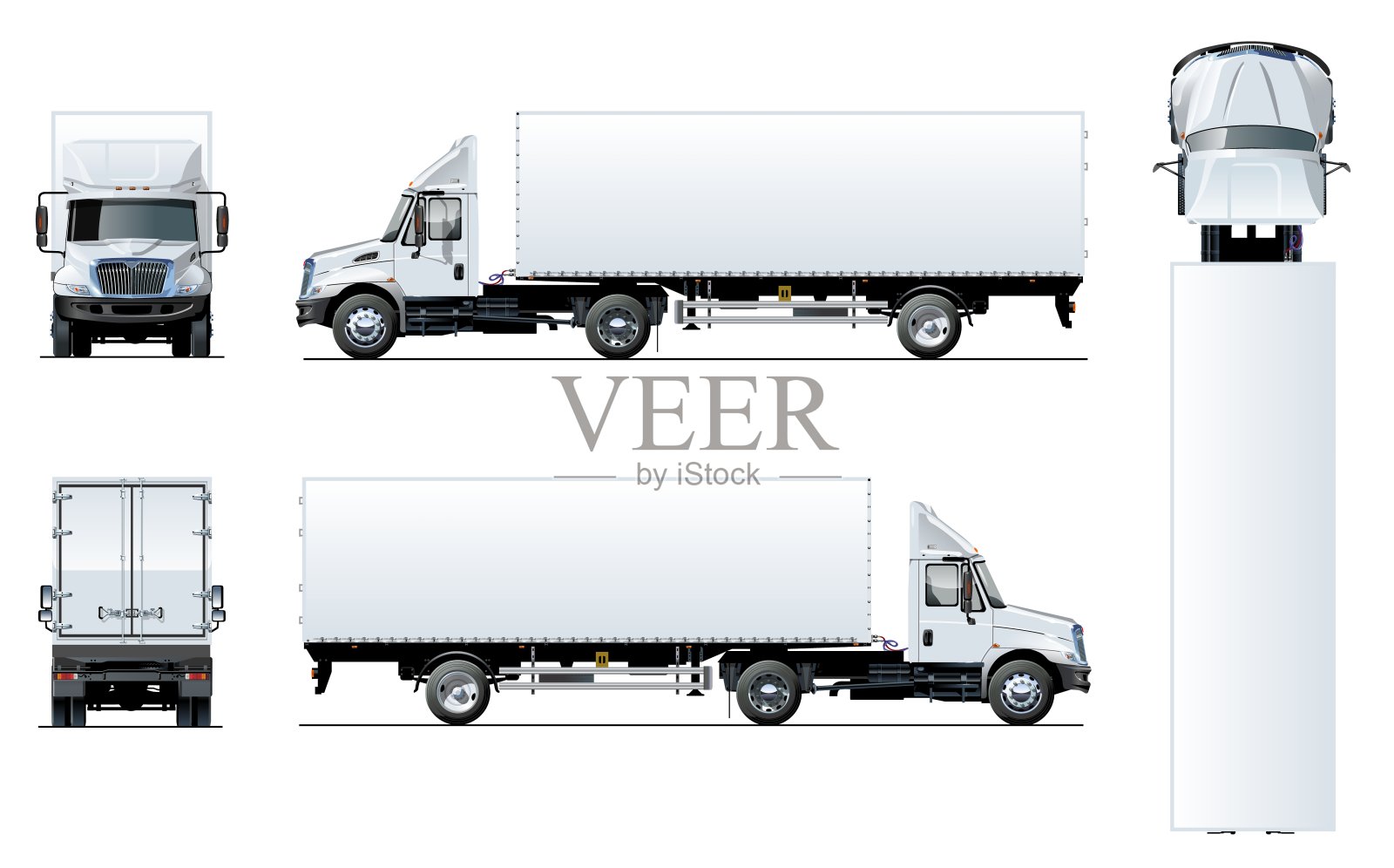 矢量半卡车模型孤立在白色上设计元素图片
