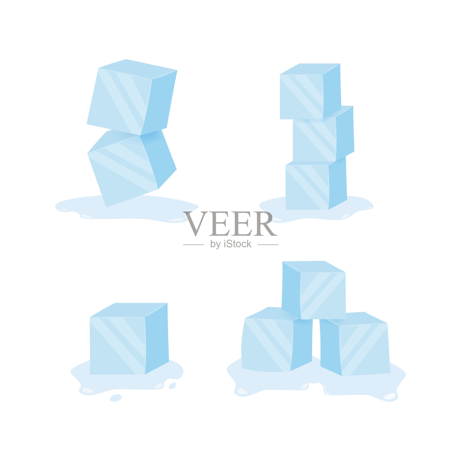 冰块。冷透明冻块。向量股票插图插画图片素材