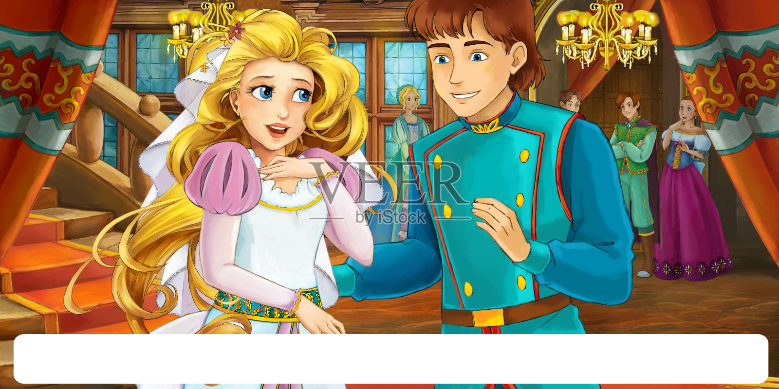 卡通童话场景-王子和公主-结婚插画图片素材