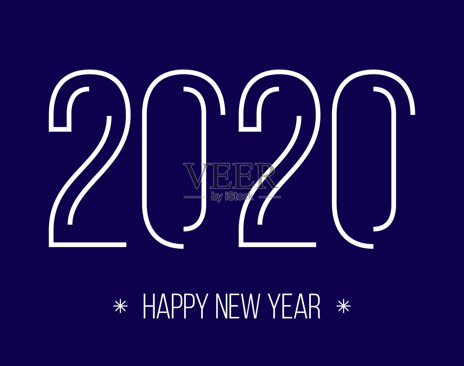 极简主义的2020年新年贺卡上的蓝色背景。插画图片素材