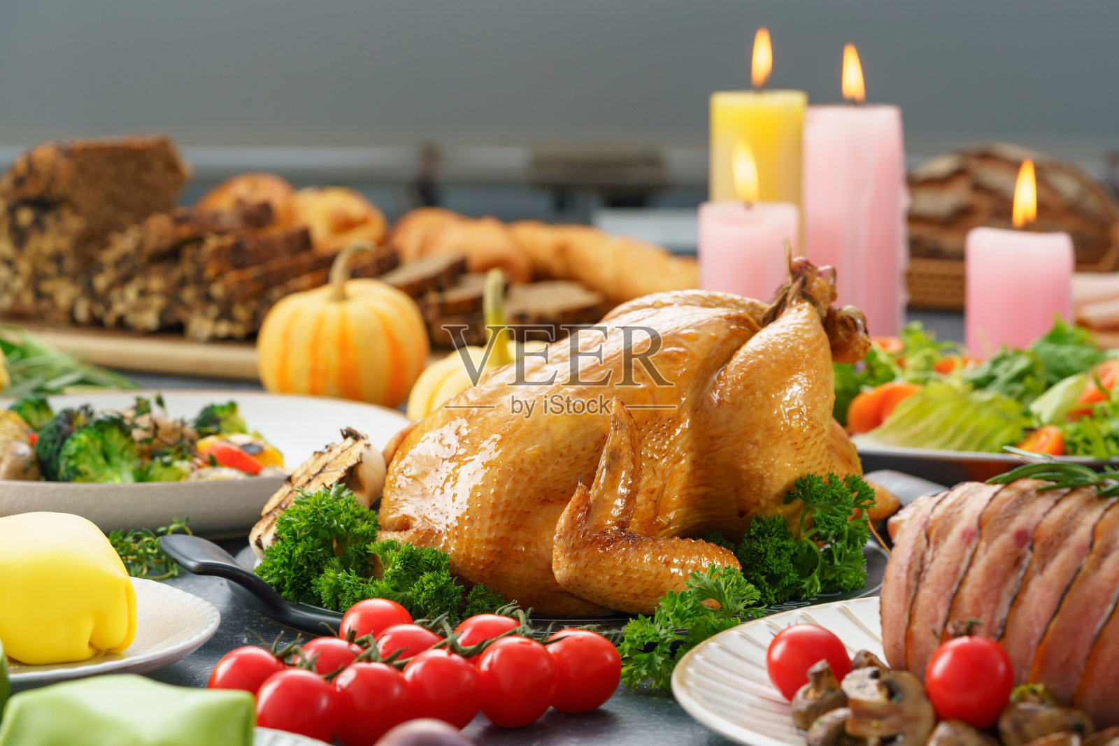 感恩节庆祝传统晚餐设置照片摄影图片