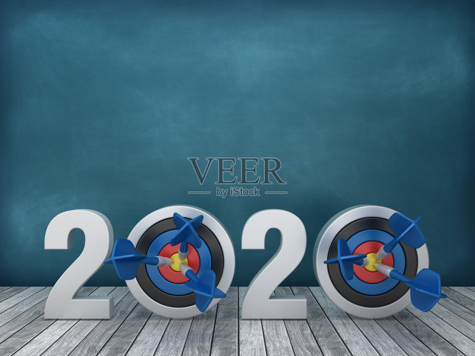 2020与目标黑板背景- 3D渲染照片摄影图片