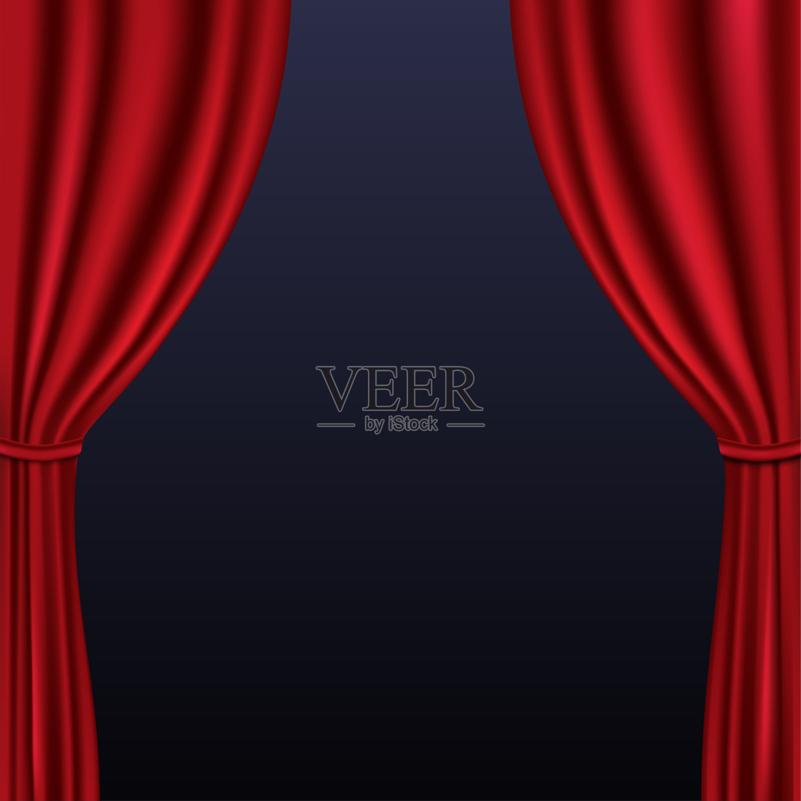 现实的彩色红色天鹅绒窗帘折叠的背景。在电影院里选择幕布。矢量插图。EPS10插画图片素材