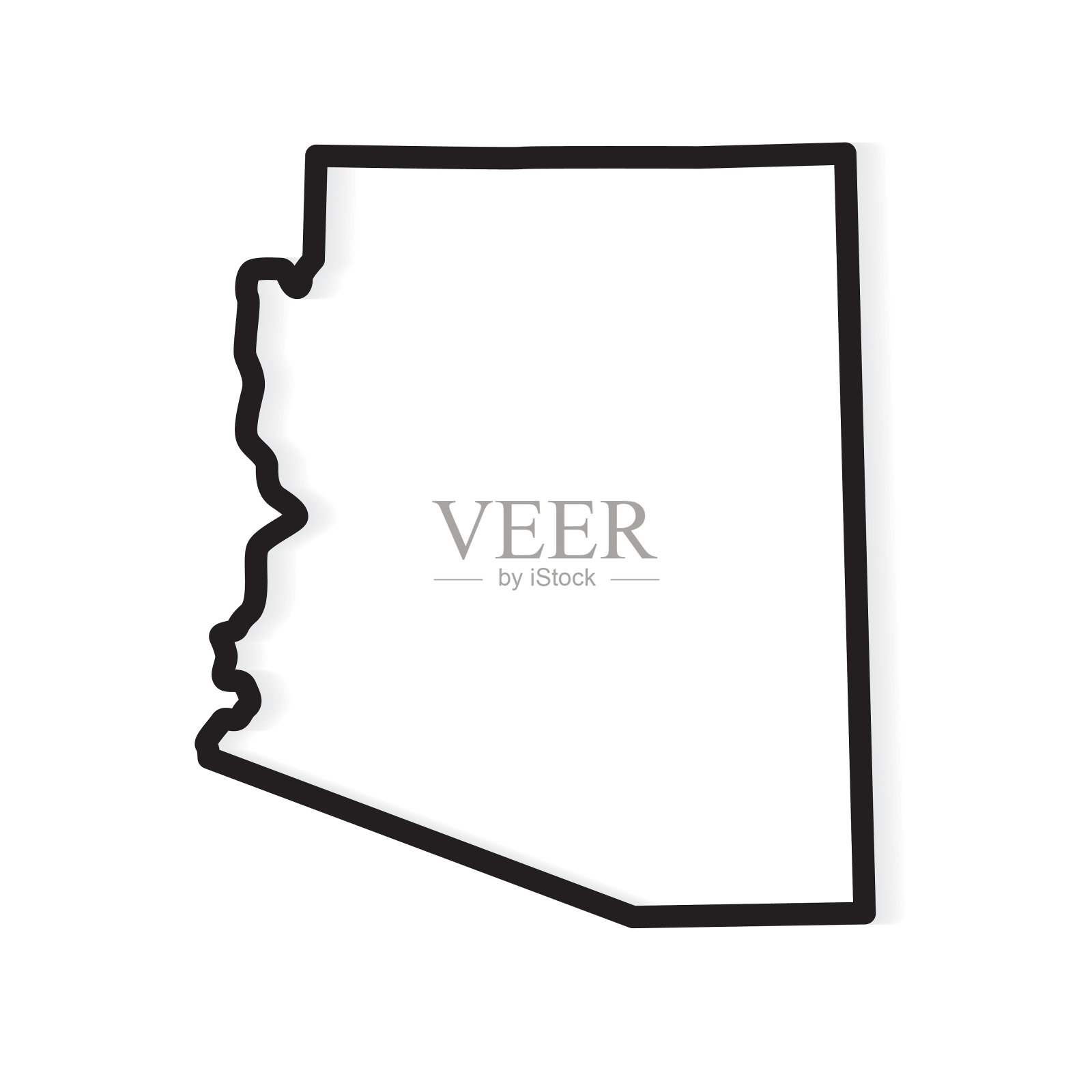亚利桑那州地图的黑色轮廓设计元素图片