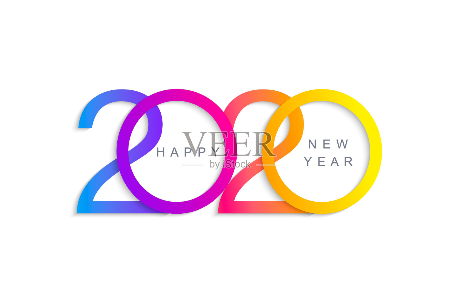 优雅的贺卡，2020年新年快乐。设计模板素材