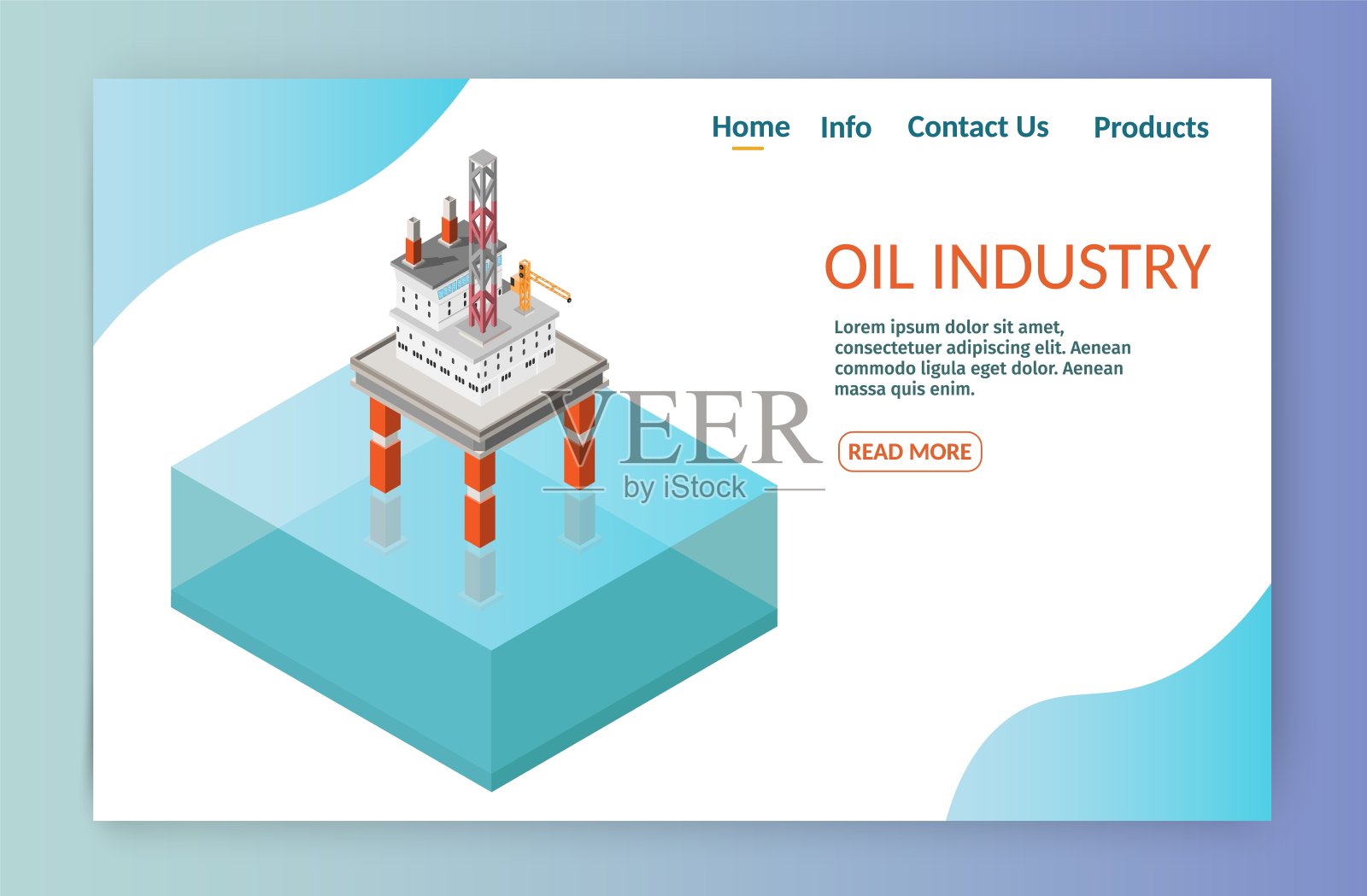 等距矢量石油钻机行业的石油加工和运输信息图设置生产要素旗帜。插画图片素材