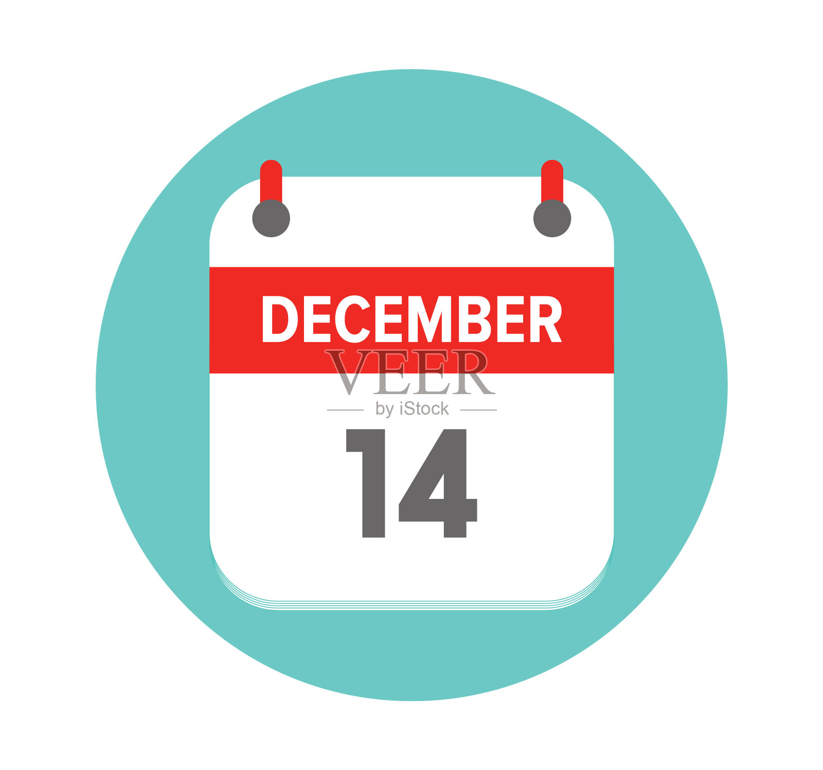 12月14日。矢量平面日日历图标。日期和时间，日，月。假期——插图设计模板素材