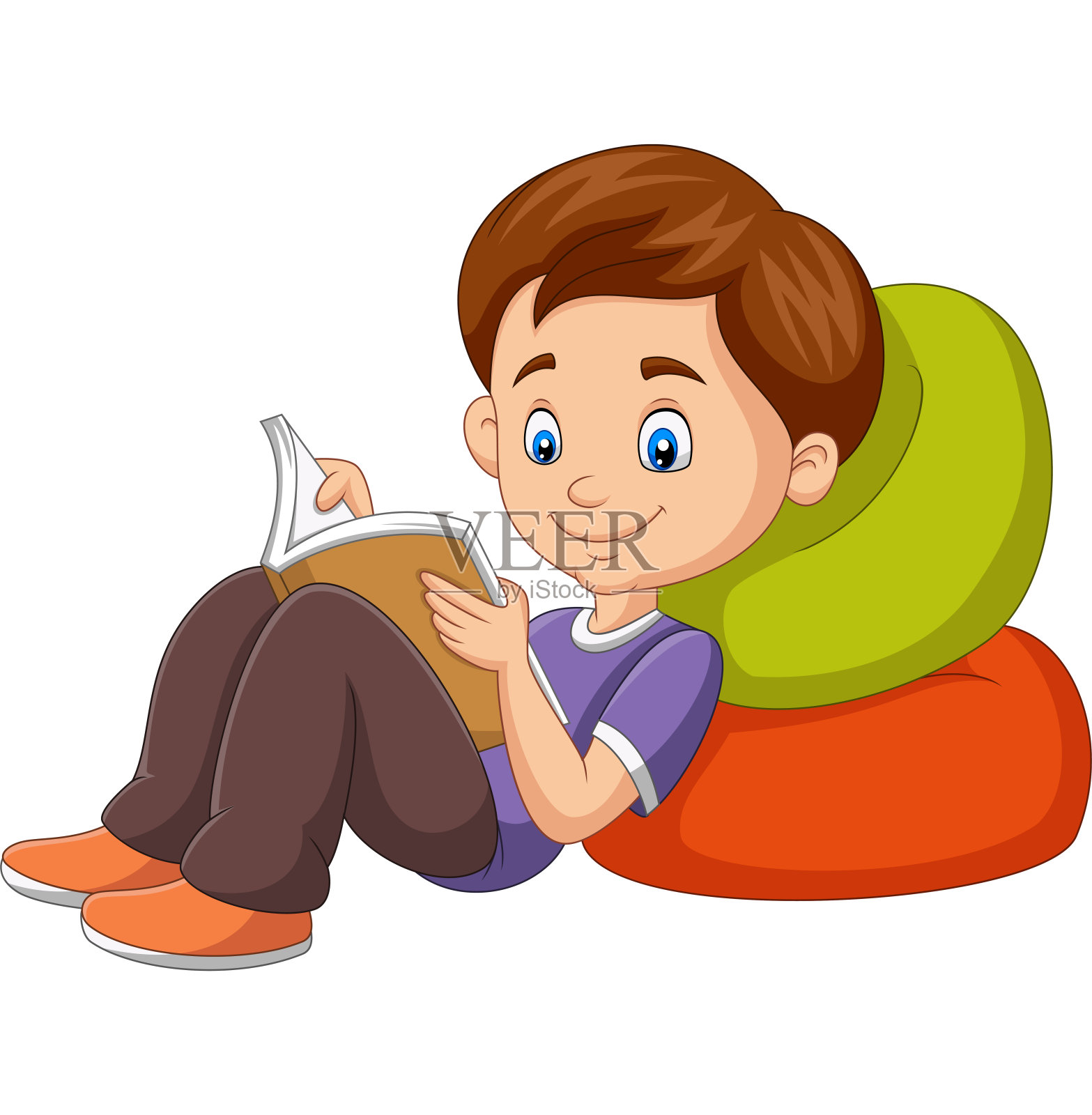 漫画男孩在读一本书设计元素图片