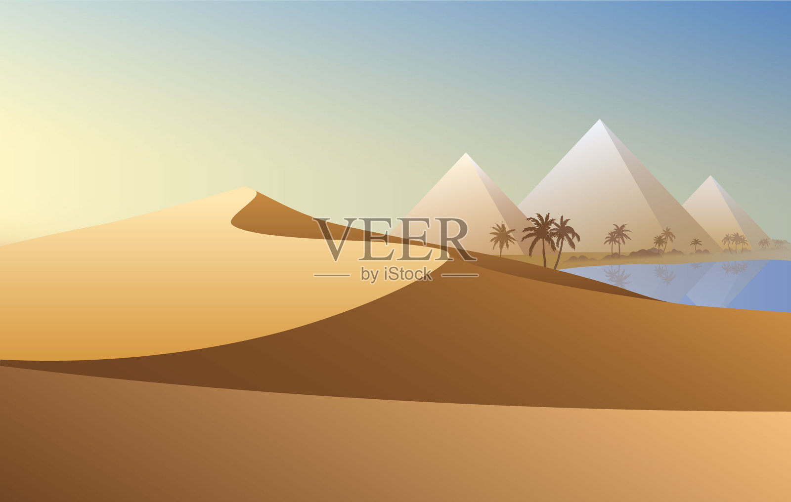 沙漠景观插画图片素材