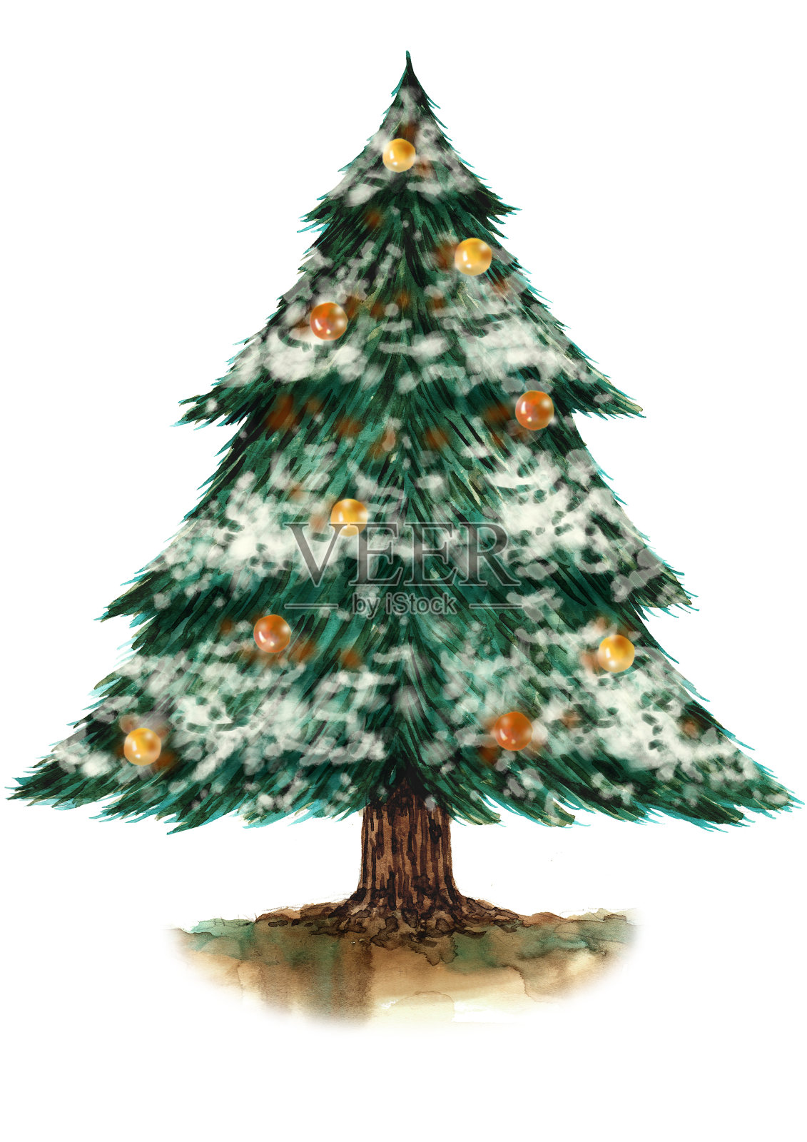 一棵圣诞树插画图片素材