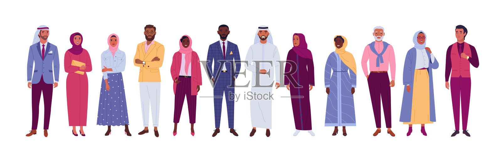 穆斯林人集合。插画图片素材