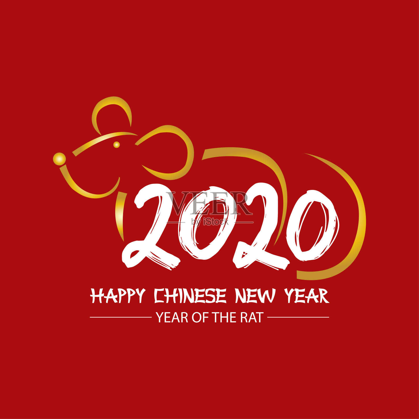 2020年中国新年贺年卡与数字和老鼠插画图片素材