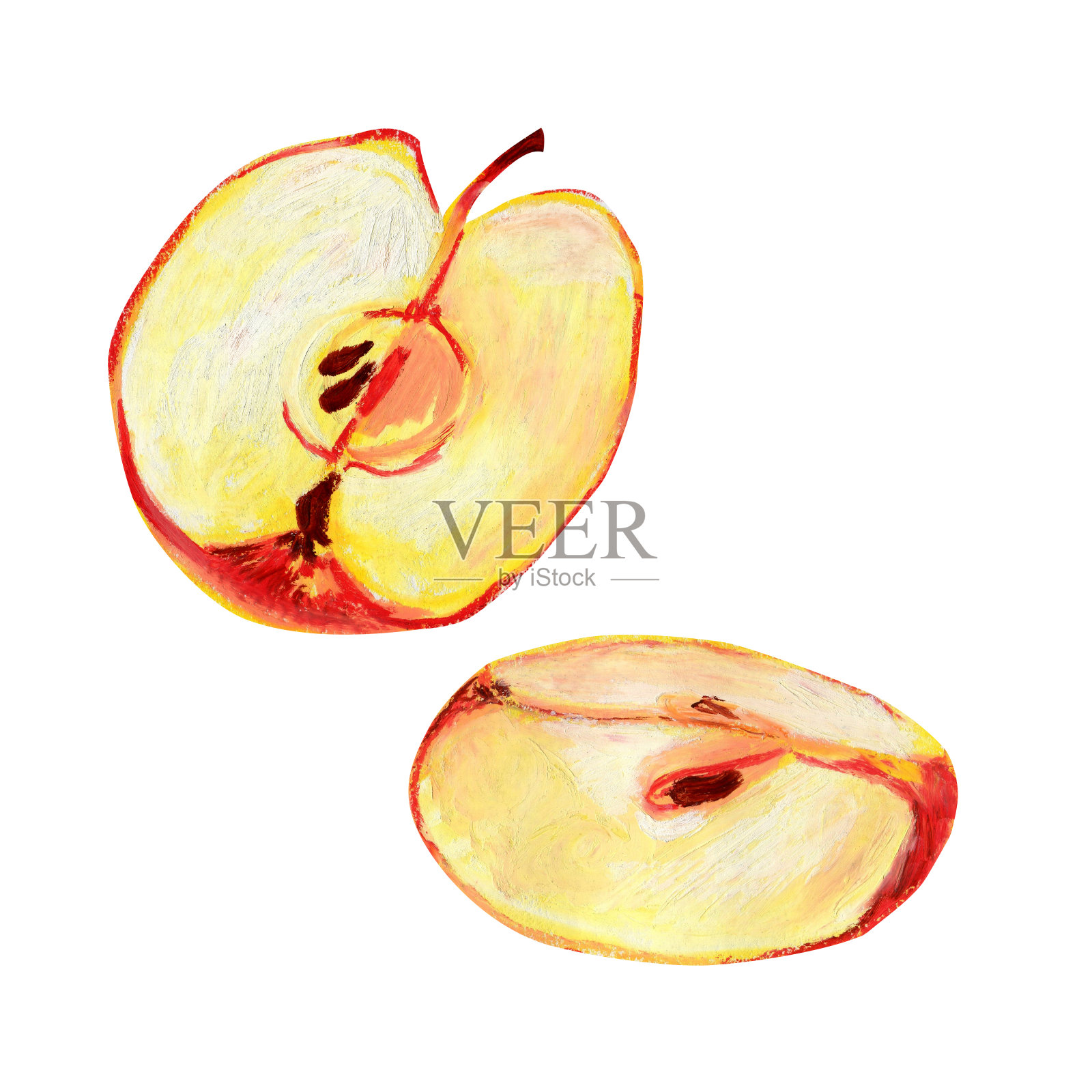 半个红苹果孤立在白色的背景上。插画图片素材