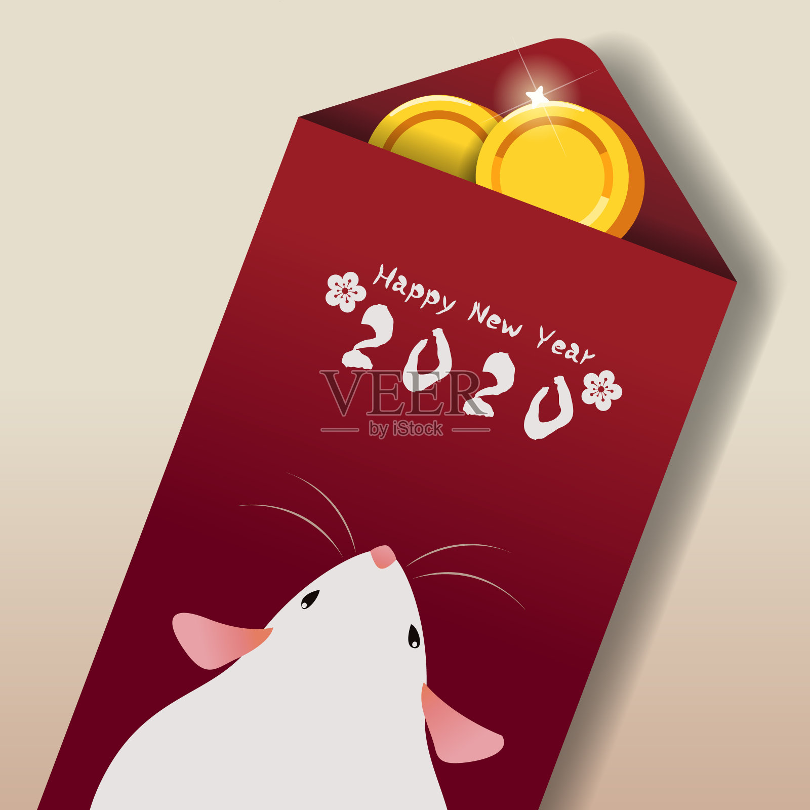 2020年鼠年春节快乐。插画图片素材