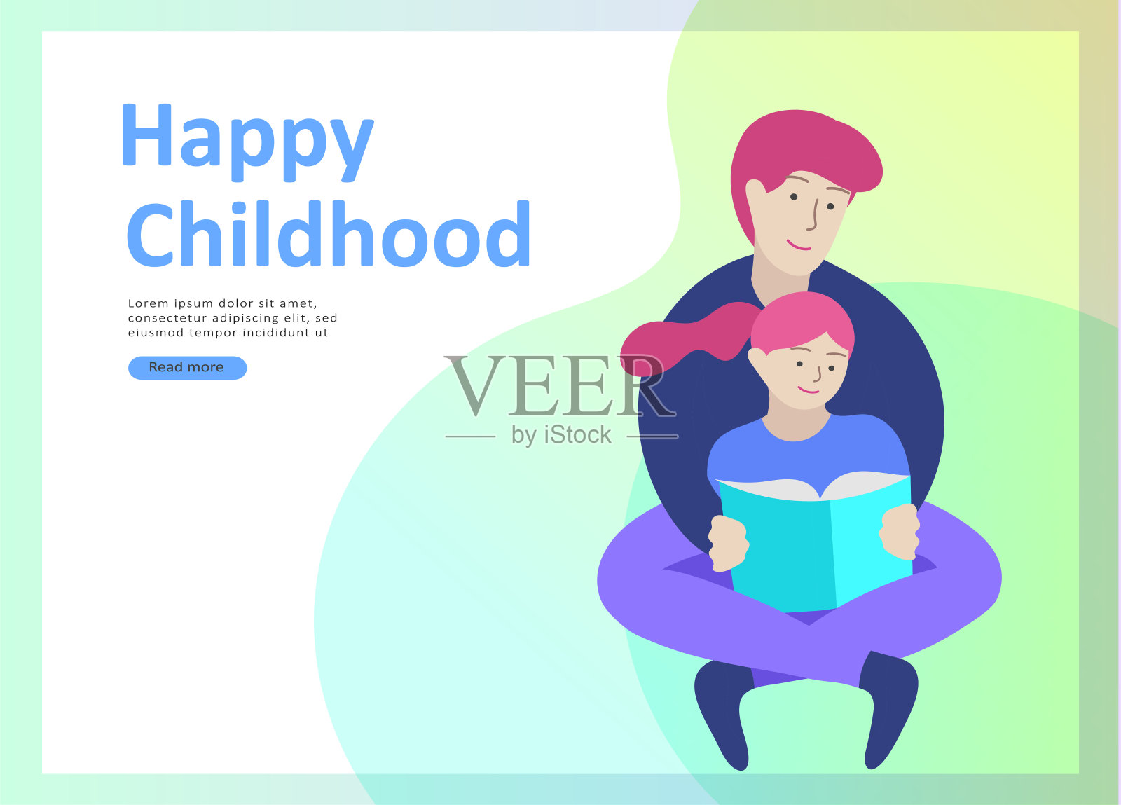 登陆页面模板父亲节快乐，儿童保健，快乐的童年和孩子，货物和娱乐的父亲与孩子插画图片素材
