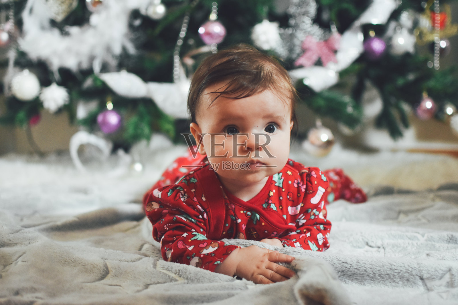 可爱的宝宝圣诞肖像照片摄影图片