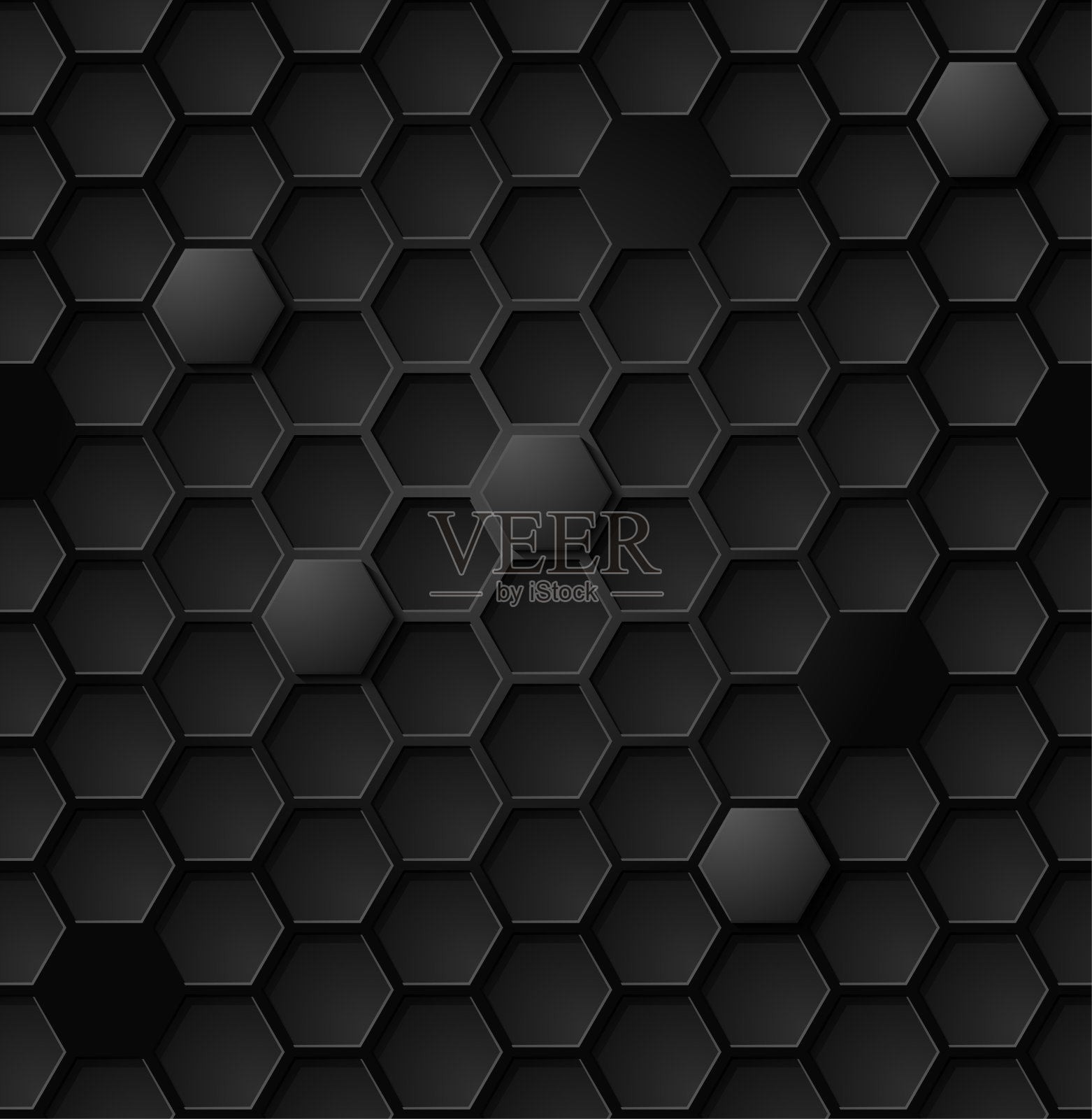 向量抽象黑色六角无缝图案eps插画图片素材