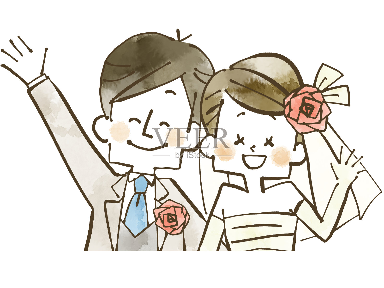 新婚couple-wedding插画图片素材