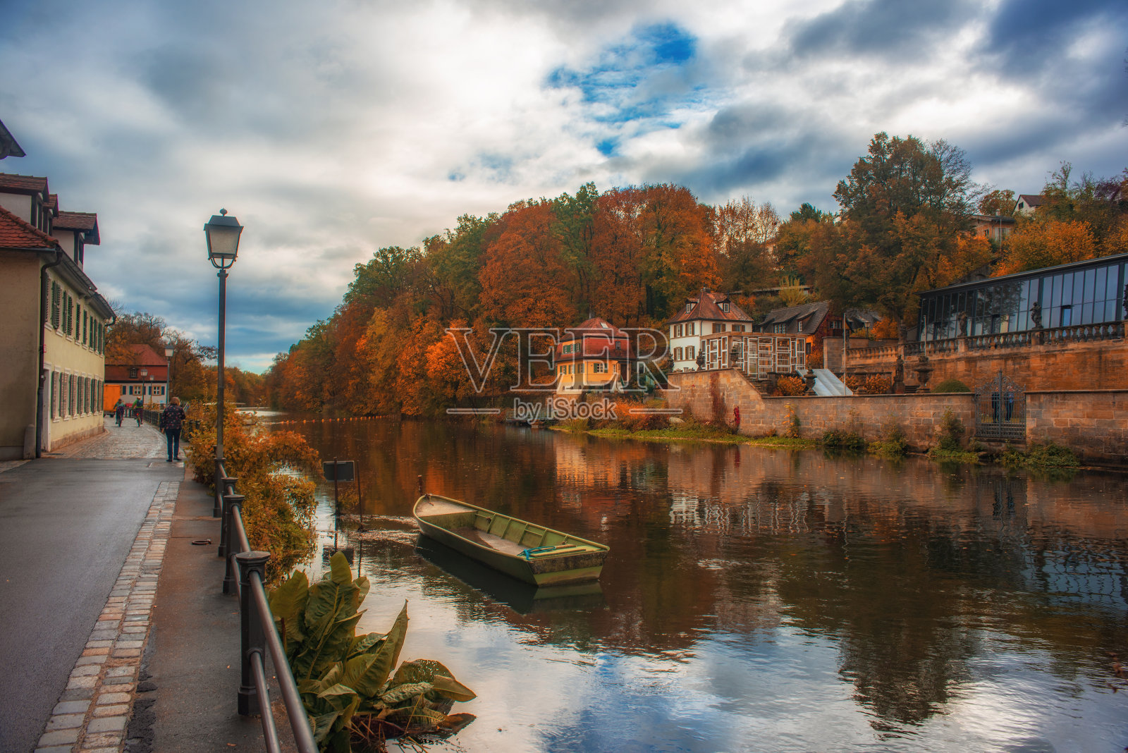 德国班贝格里格尼茨河的秋景。联合国教科文组织世界遗产。照片摄影图片